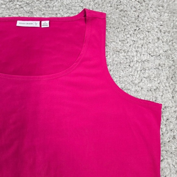 Susan Graver Top Women 1X Pink Liquid Knit Stretch Office Minimalist Casual Tank - Picture 3 of 8